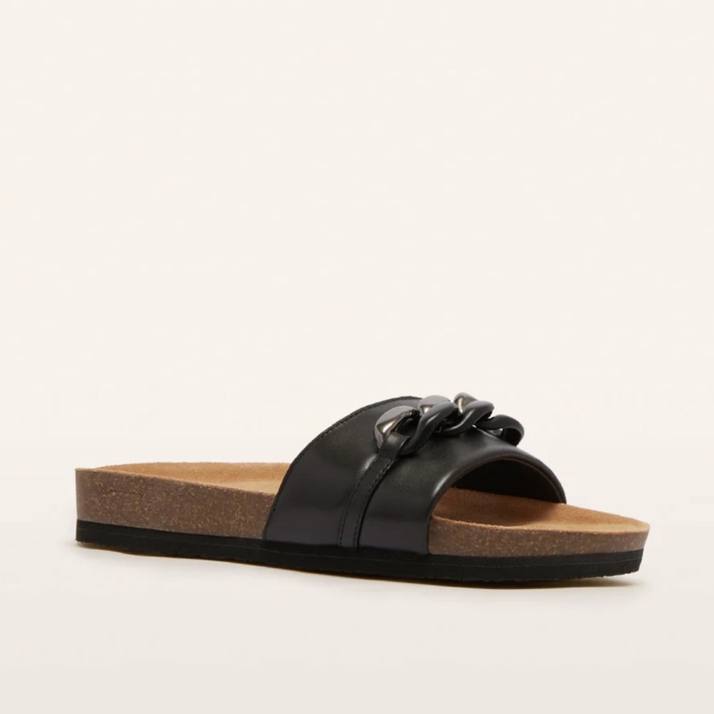 FRANKIE4 Quinn III Black slide chain detail sandals women’s Sz‎ 7 - Picture 2 of 8